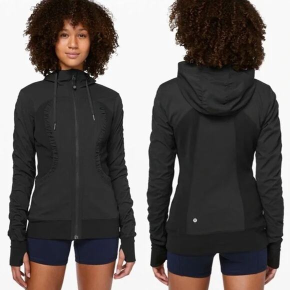 LULULEMON Dance Studio Reversible Hooded Womens 8 Athletic Jacket Black - Picture 1 of 9